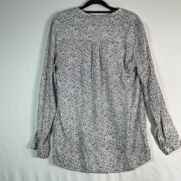 Ella Moss Long Sleeve Half Button Front Floral Blouse Breast Pockets White XS - Picture 8 of 10